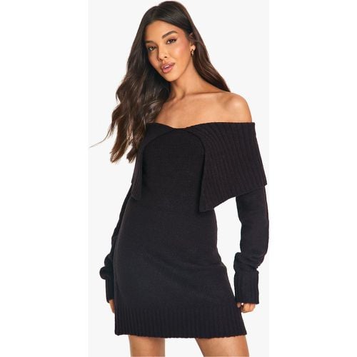 Vestido Jersey Oversize De Punto Suave Con Escote Barco Y Cuello - boohoo - Modalova