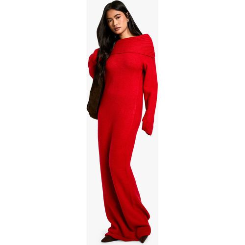 Vestido Jersey Oversize Premium De Punto Canalé Con Escote Bardot - boohoo - Modalova