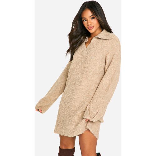 Miniabito oversize in pile borg con colletto - boohoo - Modalova