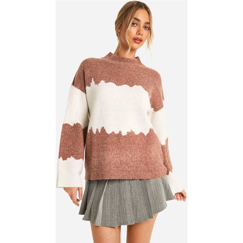 Maglione oversize a righe astratte a blocchi di colore - boohoo - Modalova