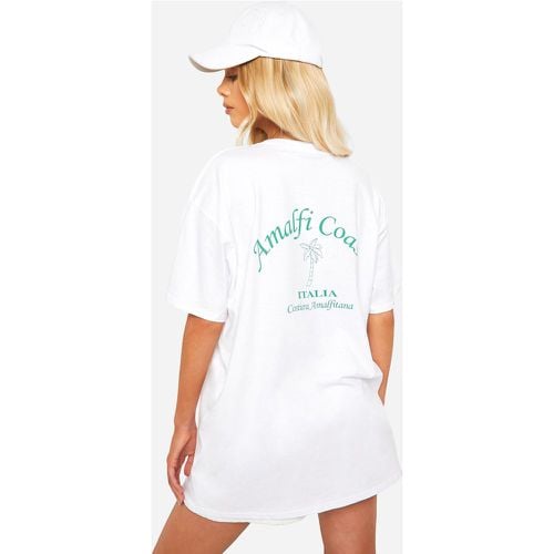 T-shirt oversize con scritta Almafi Coast - boohoo - Modalova