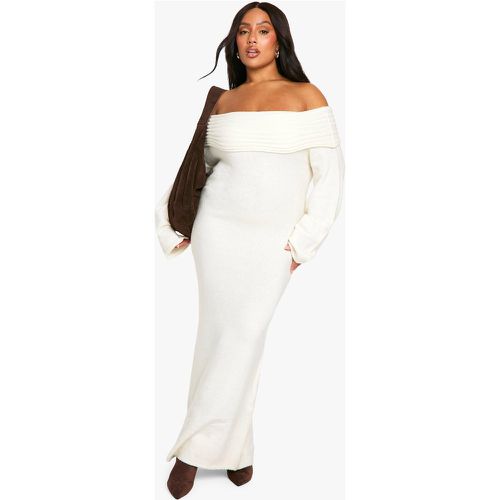 Vestido Jersey Plus Oversize De Punto Suave Premium Con Escote Bardot Y Canalé - boohoo - Modalova