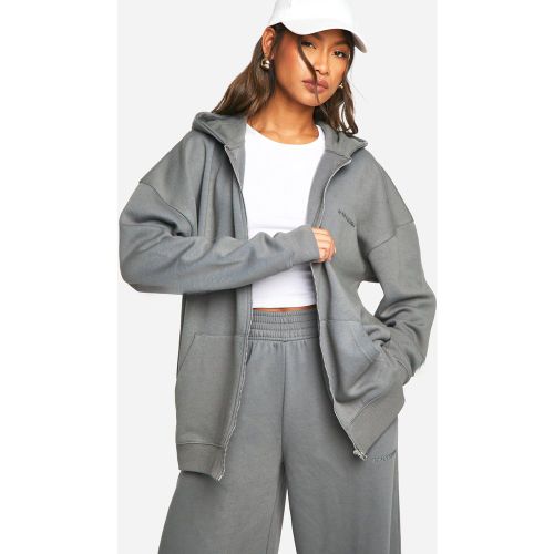 Felpa oversize con ricamo Dsgn Studio, zip e cappuccio - boohoo - Modalova