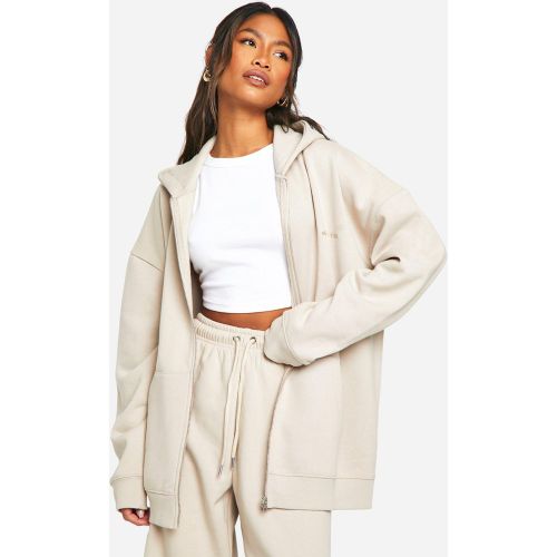 Felpa oversize con ricamo Dsgn Studio, zip e cappuccio - boohoo - Modalova