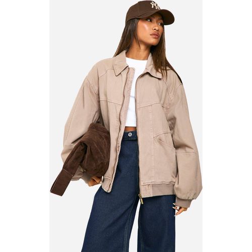 Chaqueta Bomber Oversize, Beige - boohoo - Modalova