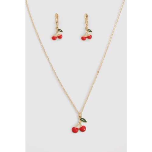 Cherry Earring & Necklace Set - boohoo - Modalova