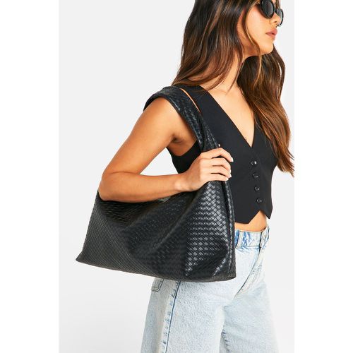 Bolso Tote Oversize De Tela, Negro - boohoo - Modalova