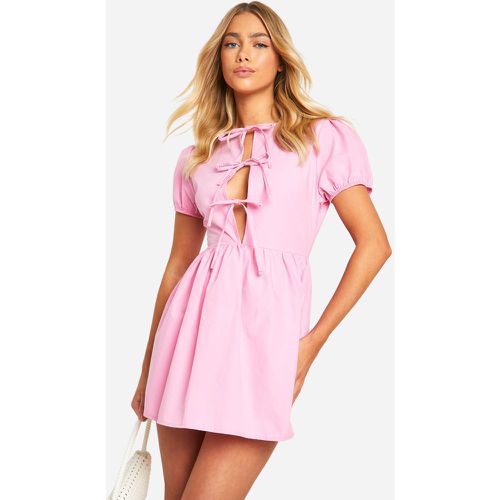 Bow Front Mini Smock Dress, Pink - boohoo - Modalova