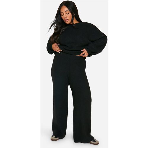 Pantaloni a gamba ampia Plus Size in maglia morbida - boohoo - Modalova