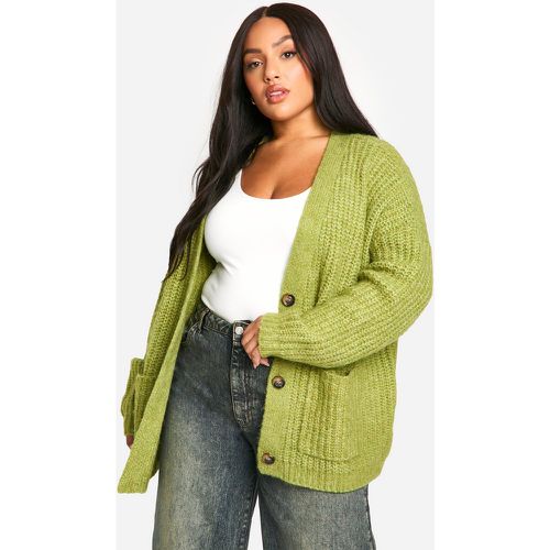 Cárdigan Plus Oversize Boyfriend Grueso De Punto Suave - boohoo - Modalova