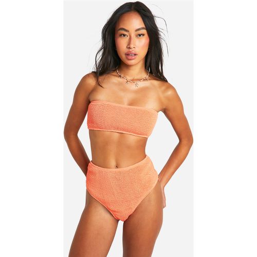 Slip bikini Premium a vita alta effetto goffrato - boohoo - Modalova