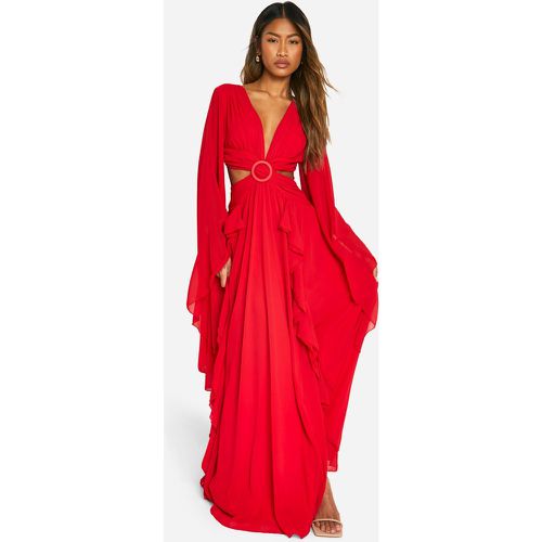 Vestito maxi in chiffon con maniche svasate e cut-out - boohoo - Modalova