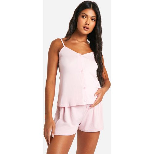 Pijama Premamá De Pantalón Corto Y Camisola Con Botones - boohoo - Modalova