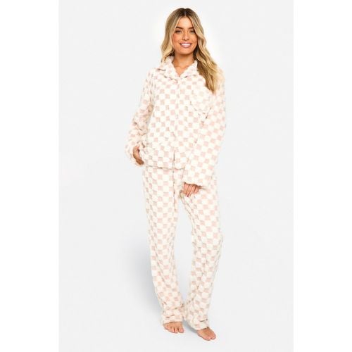 Pijama Con Botones Y Estampado De Cuadros En Rosa Pastel - boohoo - Modalova