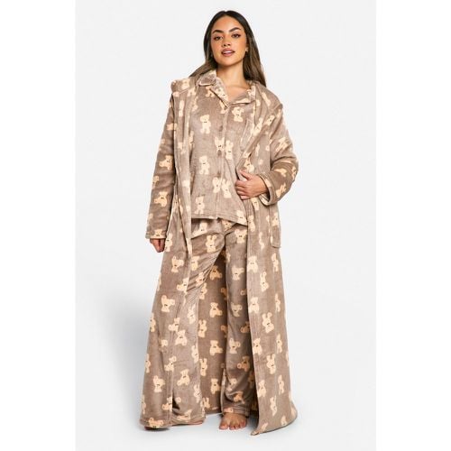 Bata Maxi De Forro Polar Con Estampado De Oso - boohoo - Modalova