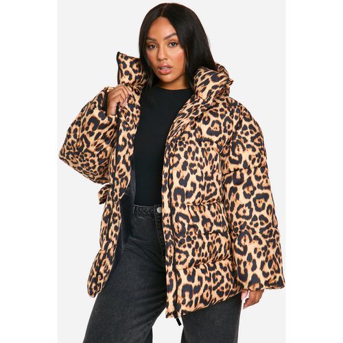 Chaqueta Plus Oversize Acolchada Con Estampado De Leopardo - boohoo - Modalova