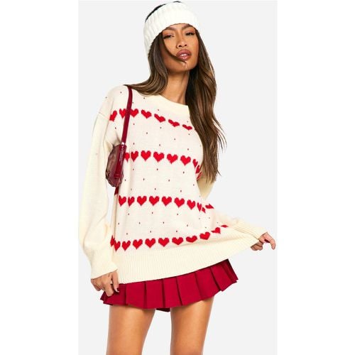 Jersey Oversize Navideño Con Estampado De Corazones - boohoo - Modalova