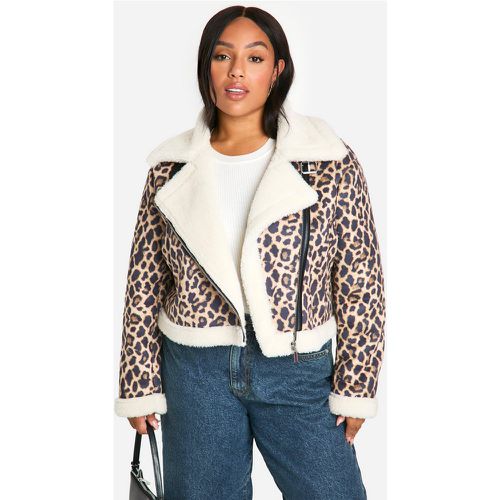 Abrigo Plus Oversize De Aviador Con Estampado De Leopardo - boohoo - Modalova