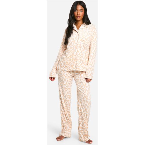 Pijama Tall De Forro Polar Con Estampado De Leopardo - boohoo - Modalova