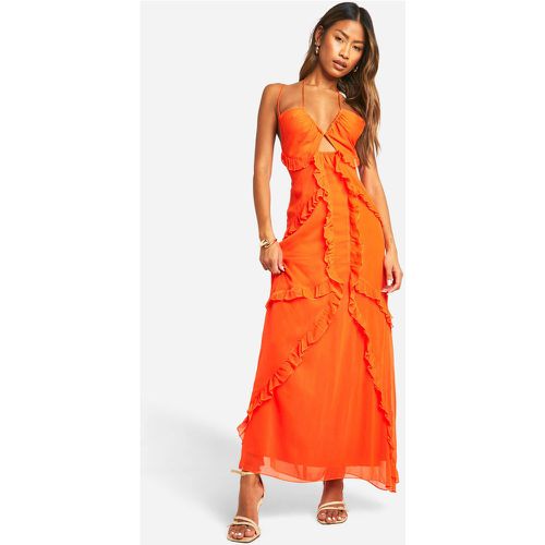 Vestito maxi in chiffon con arricciature - boohoo - Modalova