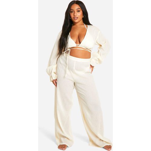 Plus Tie Front Top And Trouser Beach Coord - boohoo - Modalova