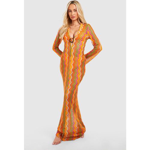 Vestito maxi da mare Tall all'uncinetto a zig zag - boohoo - Modalova