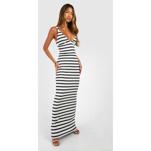 Vestito maxi a righe con scollo a V e scollo profondo - boohoo - Modalova