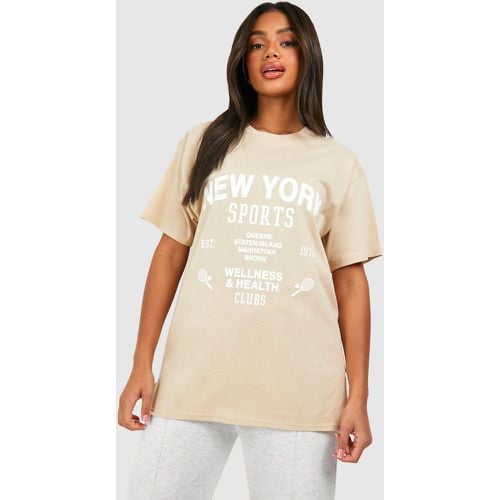 Camiseta Oversize De Algodón Con Estampado De New York - boohoo - Modalova