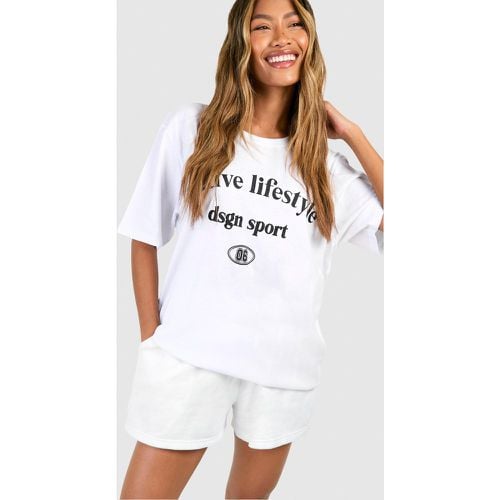 T-shirt oversize Active Lifestyle in cotone con stampa sul petto - boohoo - Modalova