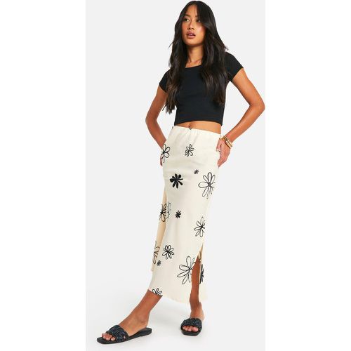 Printed Floral Midaxi Skirt, Cream - boohoo - Modalova