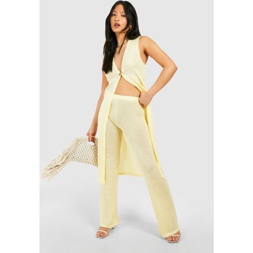 Pantalón Petite De Pernera Ancha Y Punto Transparente - boohoo - Modalova