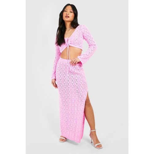 Petite Crochet Maxi Skirt, Pink - boohoo - Modalova