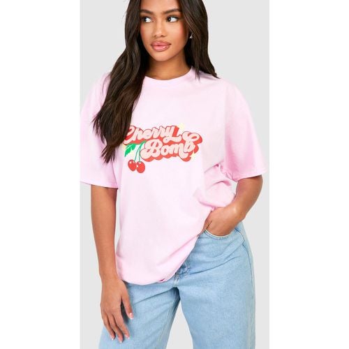 Camiseta Oversize Con Estampado Cherry Bomb - boohoo - Modalova