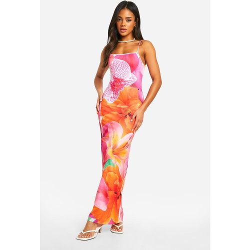 Vestito maxi con stampa a fiori e spalline - boohoo - Modalova