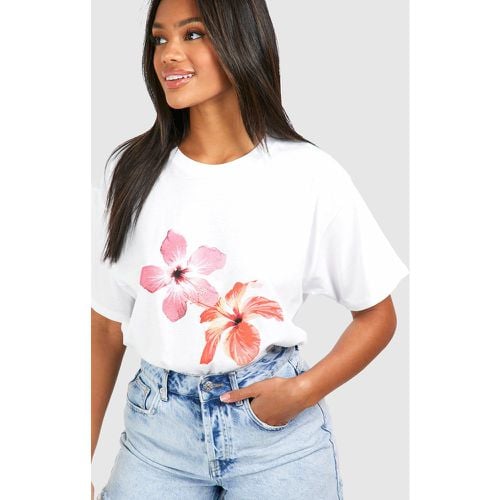Camiseta Oversize De Algodón Con Estampado De Flores - boohoo - Modalova
