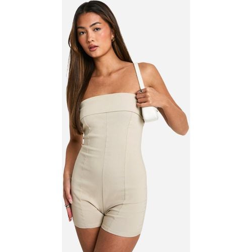 Tutina a fascia con risvolto, Beige - boohoo - Modalova