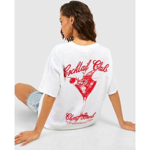 T-shirt oversize in cotone con stampa Cocktail Cherry Bomb sul retro - boohoo - Modalova