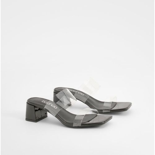 Sandali Mules con fascette trasparenti e tacco basso a blocco - boohoo - Modalova