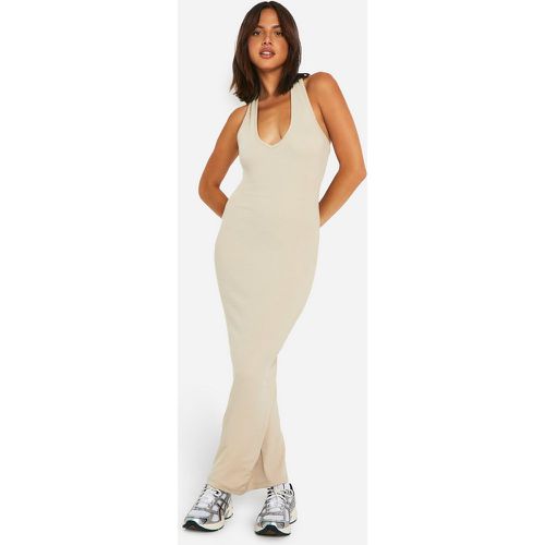 Vestido Maxi Básico De Canalé Con Escote Pronunciado - boohoo - Modalova