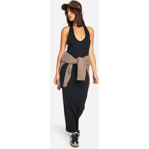 Vestito maxi Basic a coste con scollo profondo - boohoo - Modalova