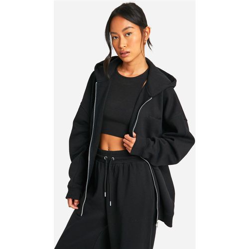 Felpa oversize con ricamo Dsgn Studio, zip e cappuccio - boohoo - Modalova