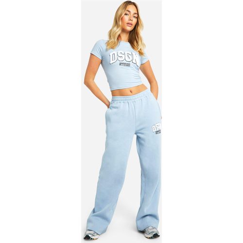 Pantalón Deportivo Recto De Felpa Con Aplique Dsgn - boohoo - Modalova