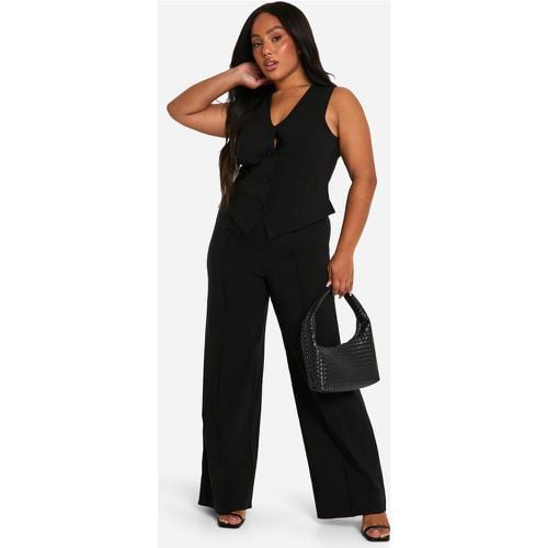 Gilet Plus Size in Super Stretch & pantaloni dritti con cuciture frontali - boohoo - Modalova