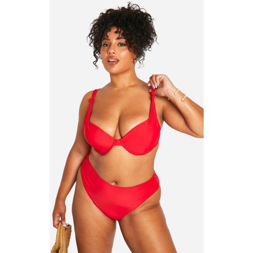 Bikini Plus Size a vita alta con ferretto e nodo - boohoo - Modalova