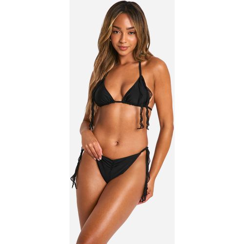 Set bikini a triangolo con dettagli arricciati - boohoo - Modalova