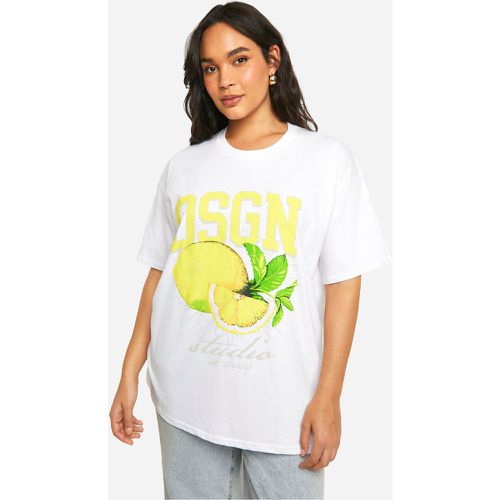 Camiseta Plus Oversize Con Estampado Dsgn De Limón - boohoo - Modalova