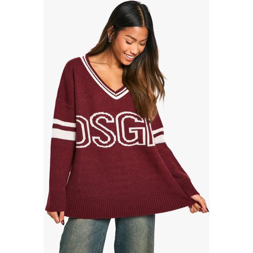 Maglione medio in maglia Dsgn Studio con scollo a V - boohoo - Modalova