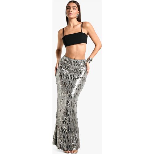 Falda Maxi De Lentejuelas, Gris - boohoo - Modalova