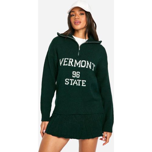 Maglione oversize in maglia Vermont con zip sul colletto - boohoo - Modalova