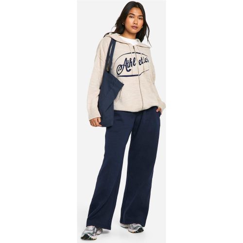 Felpa oversize in maglia con ricamo Athletics, zip e cappuccio - boohoo - Modalova